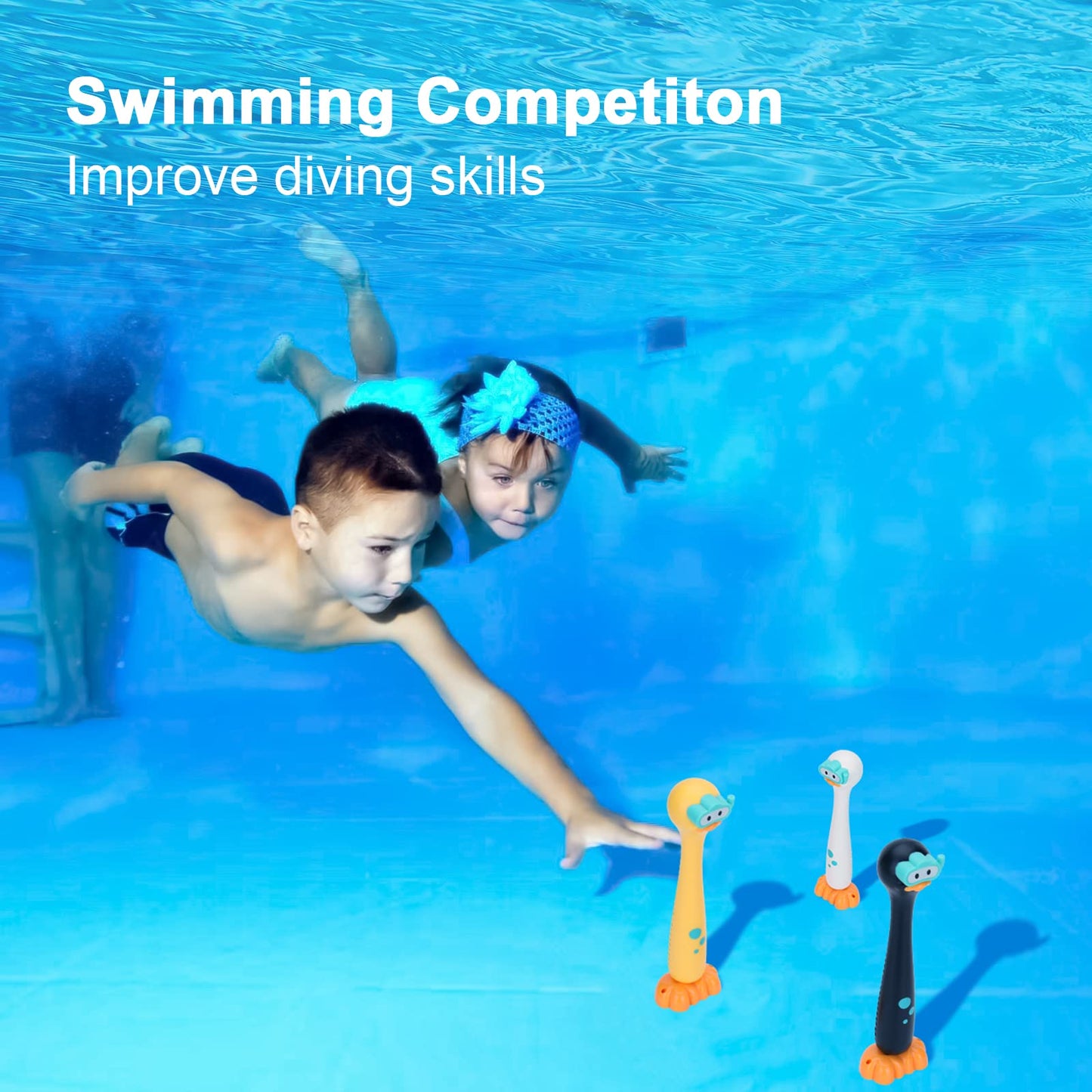 DOADW Summer Pool Toys: Underwater Diving Sticks Duck 3-Pack