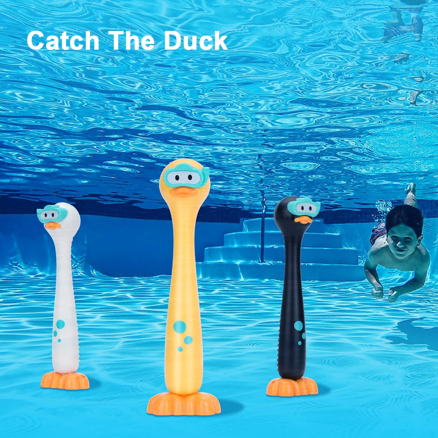 DOADW Summer Pool Toys: Underwater Diving Sticks Duck 3-Pack