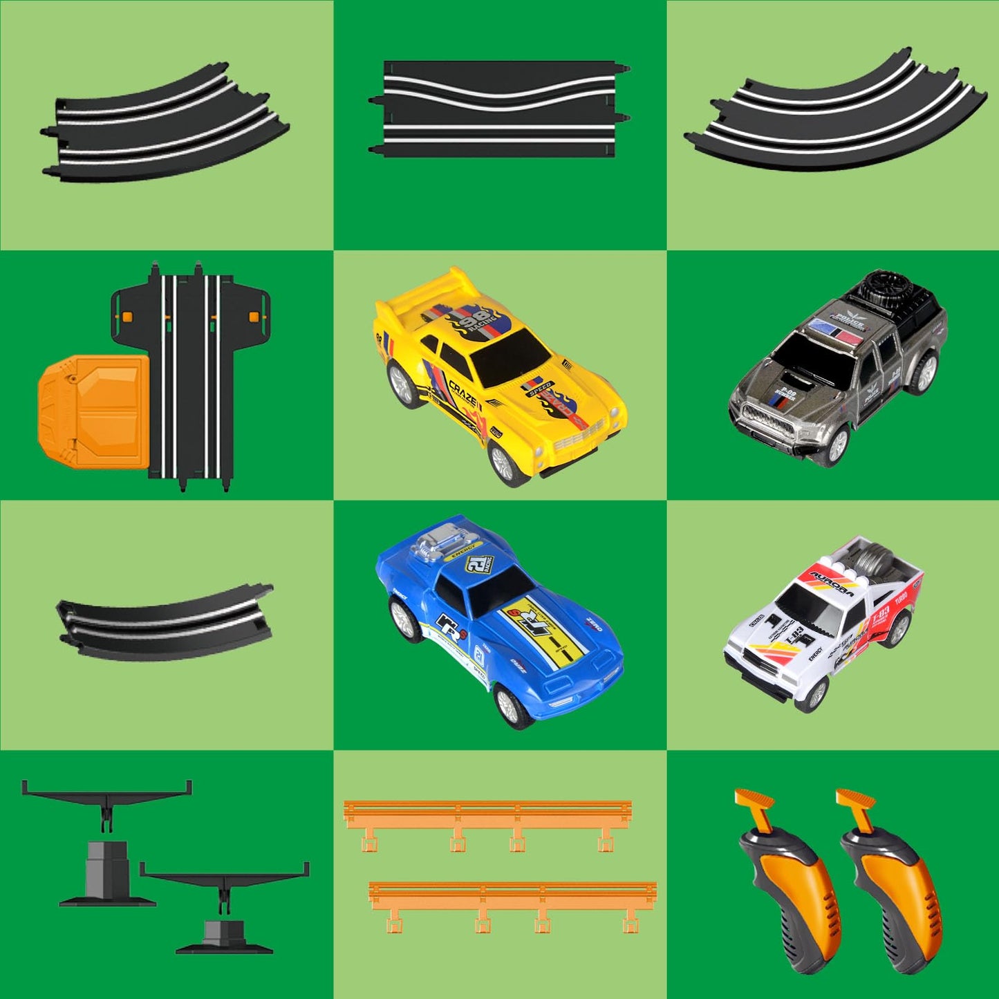 Dobindrich Slot Car Race Track for Kids – 4 Cars, Dual Racing, Flash Bridge & Pendulum