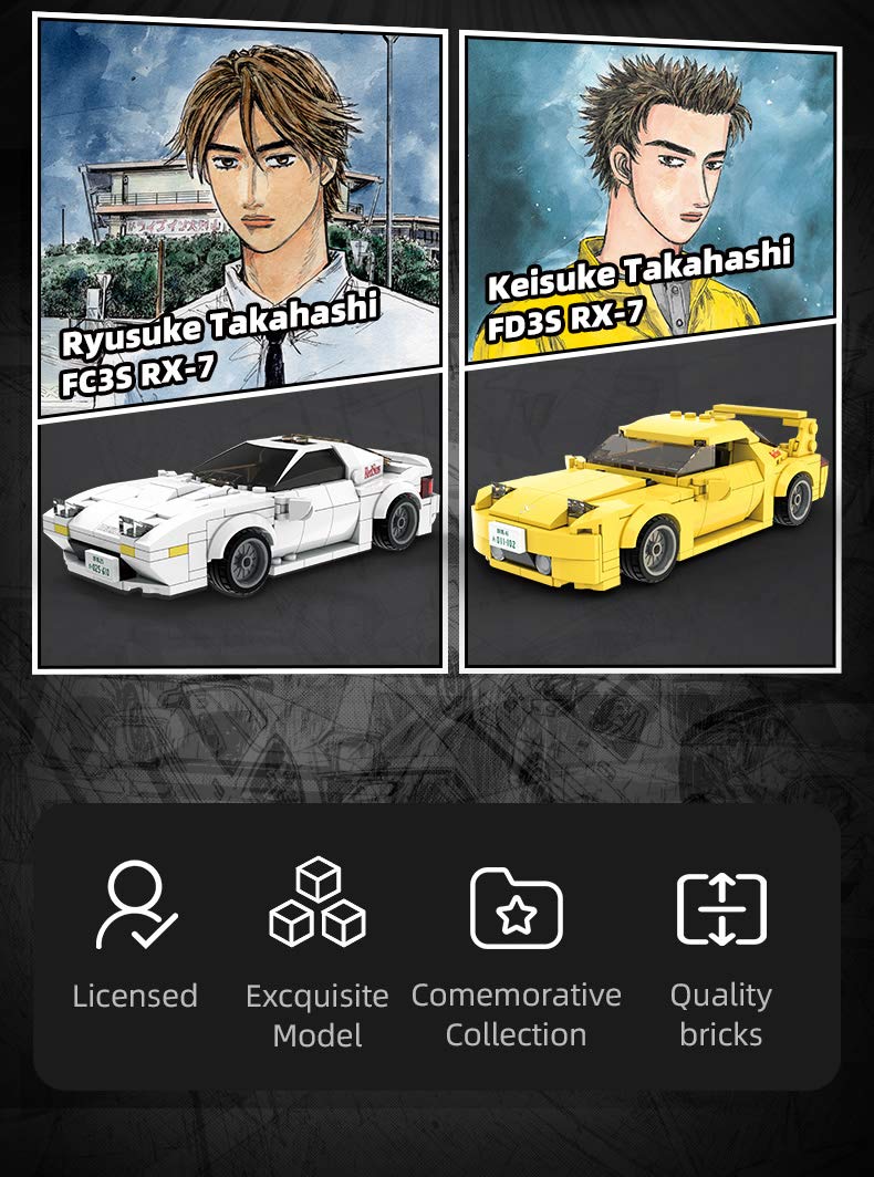 dOBROMOb Mazda RX-7 FC3S Initial-D 25th Anniversary 1:24 Bricks Model Kit – 282 Pieces