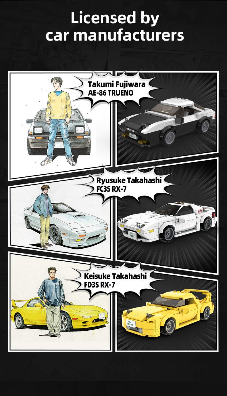 dOBROMOb Mazda RX-7 FC3S Initial-D 25th Anniversary 1:24 Bricks Model Kit – 282 Pieces
