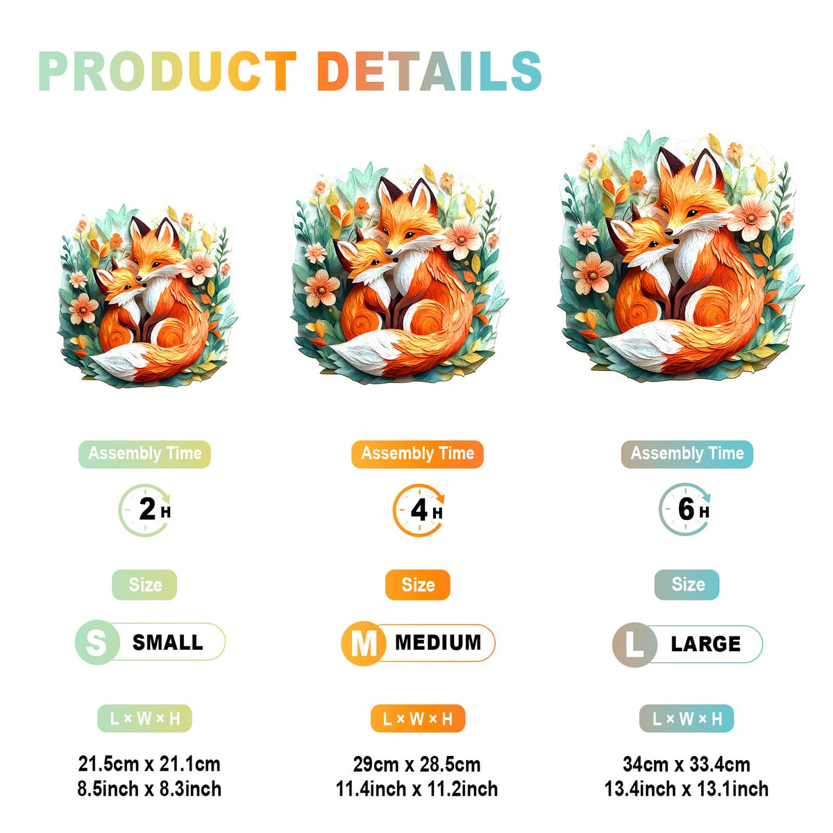 DOCRAGI Wooden Fox Puzzle for Adults — 250 Pieces, 13.4 x 13.1 in | Unique Animal Jigsaw Gift