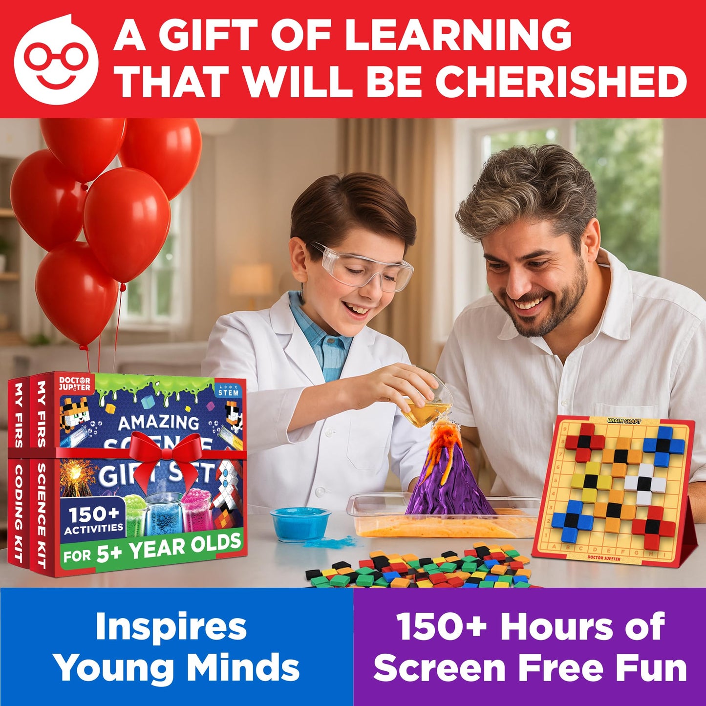 Doctor Jupiter Amazing Science Gift Set – My First Science Kit & Brain Craft for Kids 5+ | STEM Learning