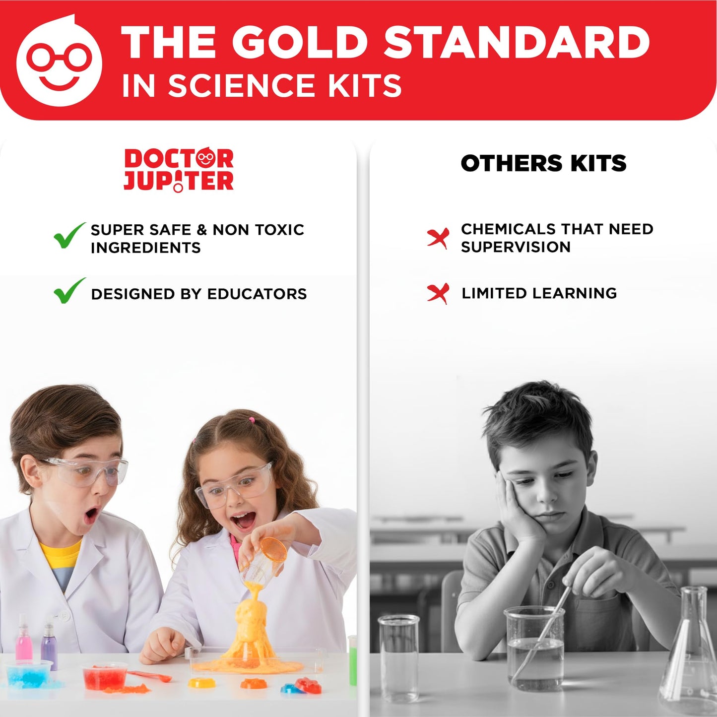 Doctor Jupiter Super Science Kit for Kids 8-12 | 100+ Experiments & Geyser Tube Ideas
