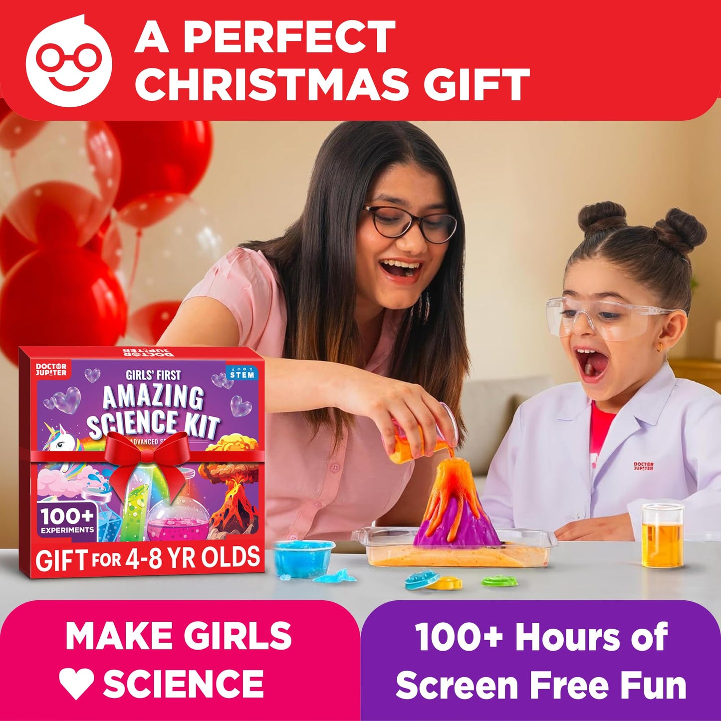 Doctor Jupiter Girls' First Amazing Science Kit – 100+ Experiments for Ages 4-8 | STEM Gift