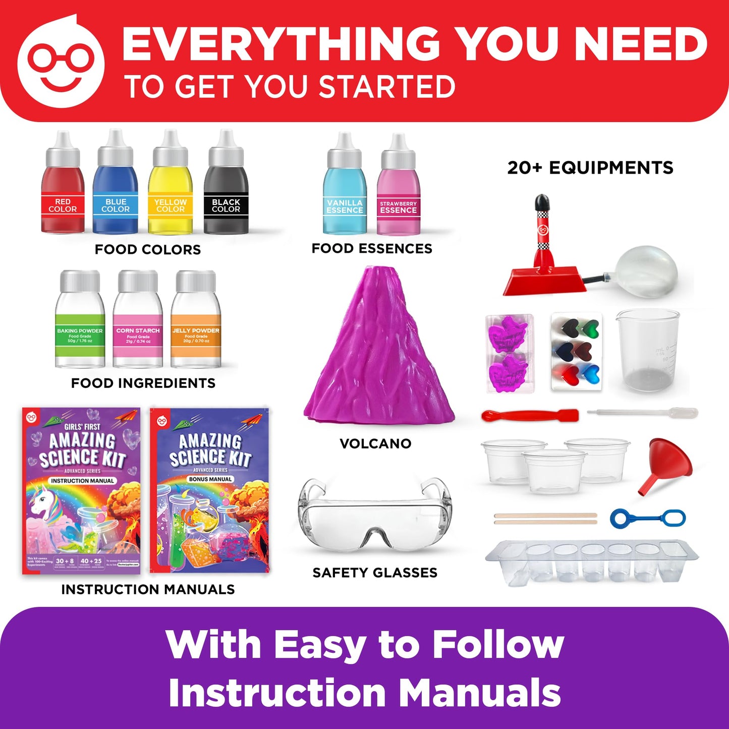 Doctor Jupiter Girls' First Amazing Science Kit – 100+ Experiments for Ages 4-8 | STEM Gift