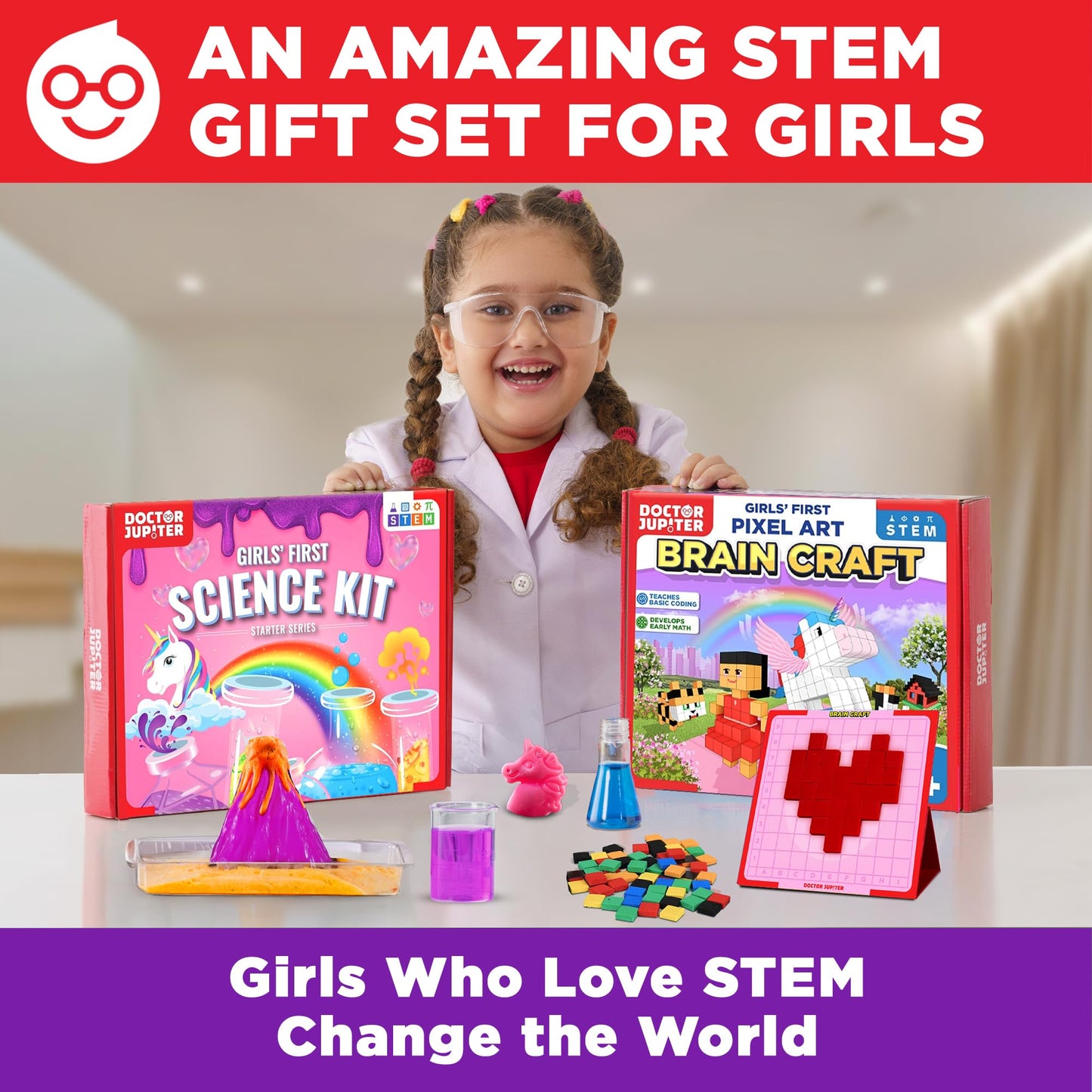 Doctor Jupiter Amazing Science Gift Set – Girls’ Science Kit Starter & Brain Craft for Ages 5+