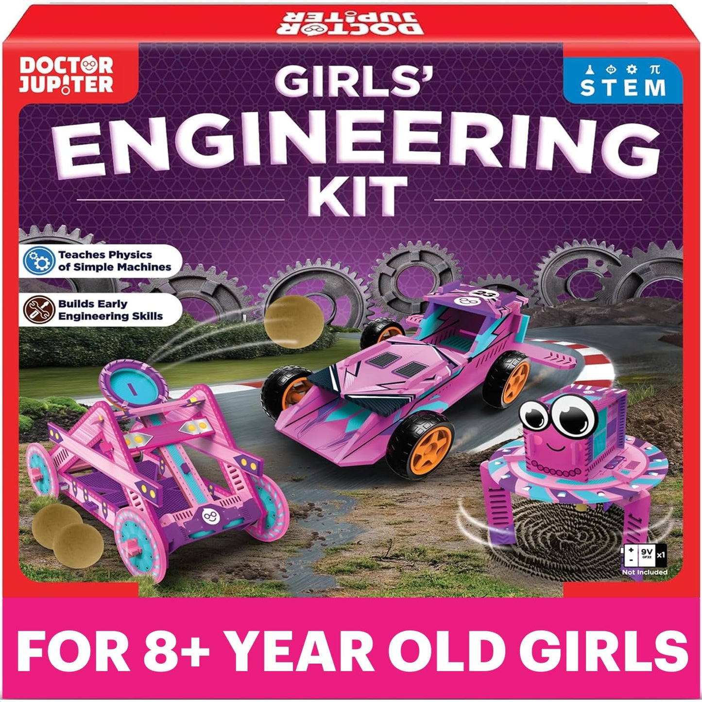 Doctor Jupiter Girls’ Ultimate Engineering Kit for Ages 8+ | Catapult, Race Car & Scribbling Robot