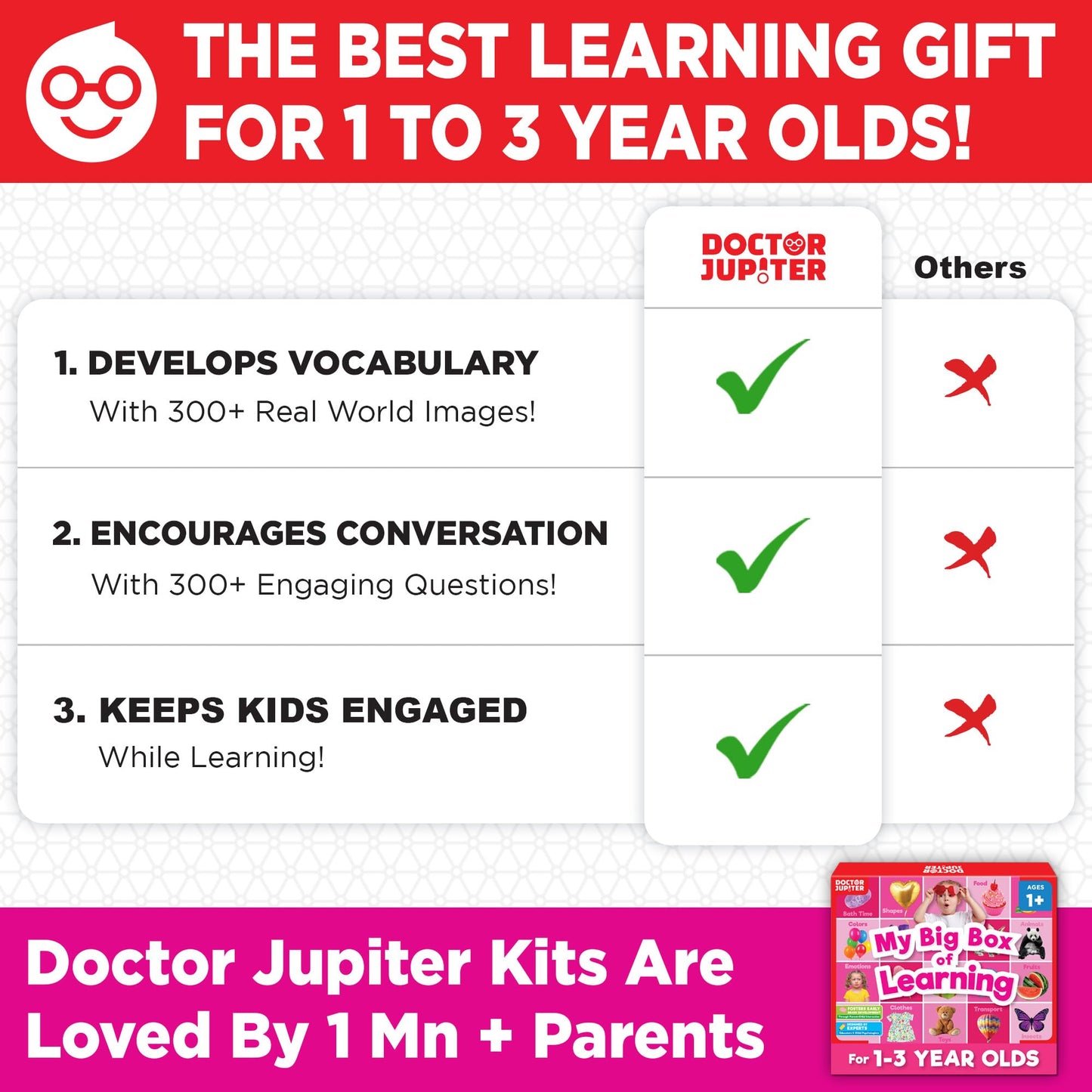 Doctor Jupiter My Big Box of Learning – Toddler Educational Toys for Ages 1-3 | Screen-Free Activities