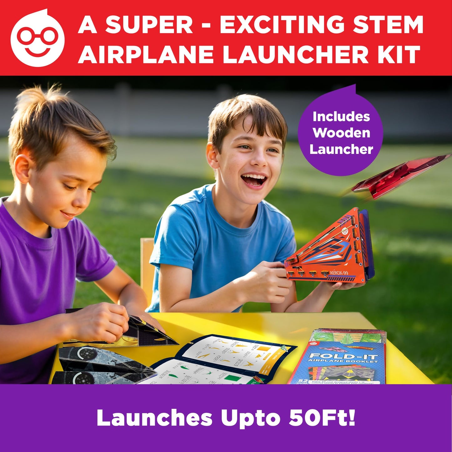 Doctor Jupiter Paper Airplane Book Kit – 50 Planes & Launcher for Kids 6+
