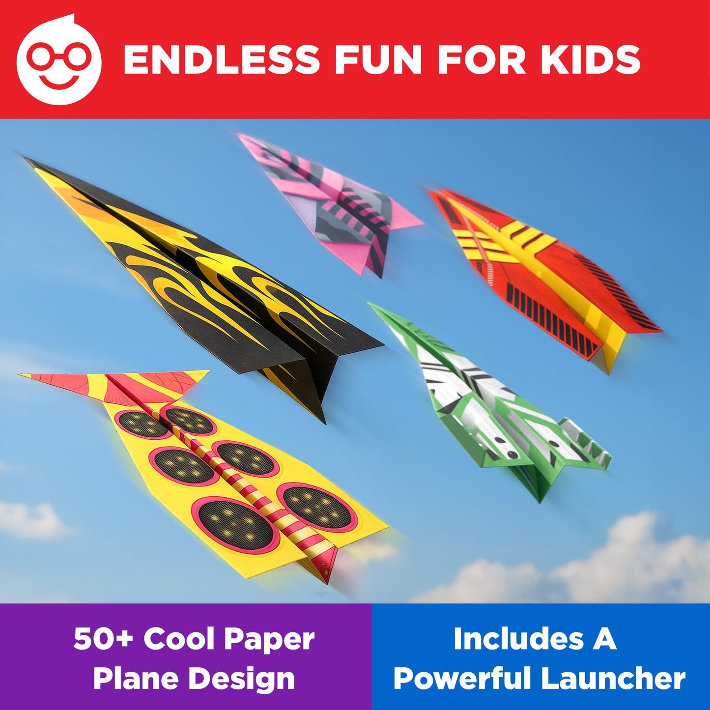 Doctor Jupiter Paper Airplane Book Kit – 50 Planes & Launcher for Kids 6+