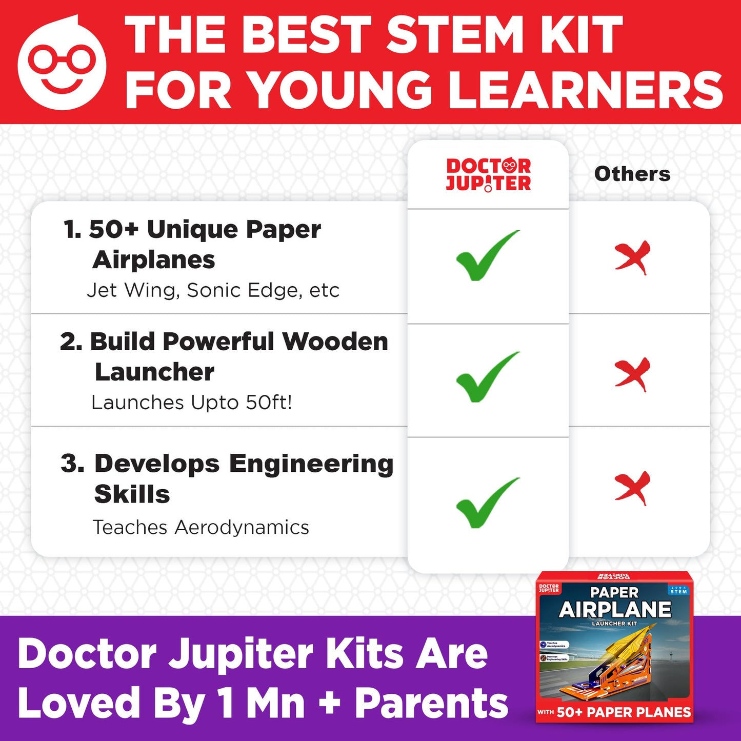 Doctor Jupiter Paper Airplane Book Kit – 50 Planes & Launcher for Kids 6+
