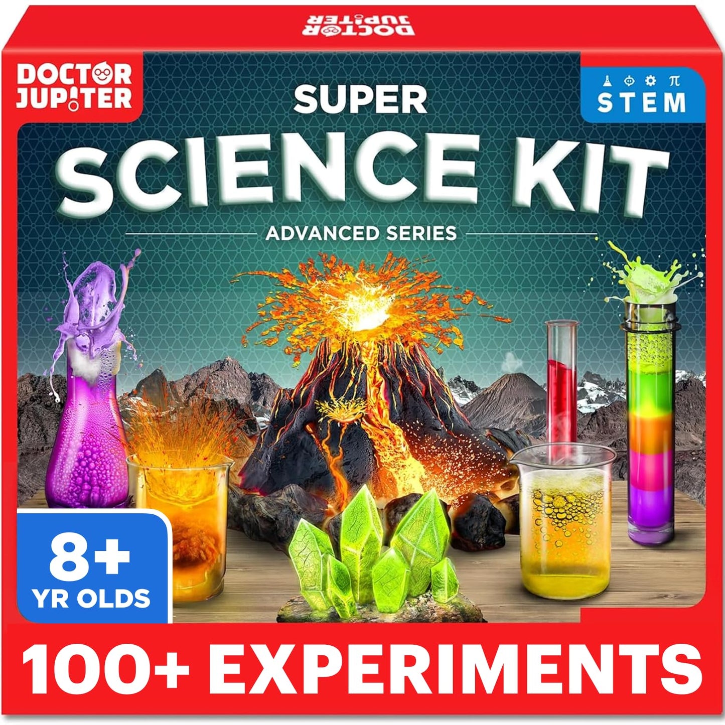 Doctor Jupiter Super Science Kit for Kids 8-12 | 100+ Experiments & Geyser Tube Ideas