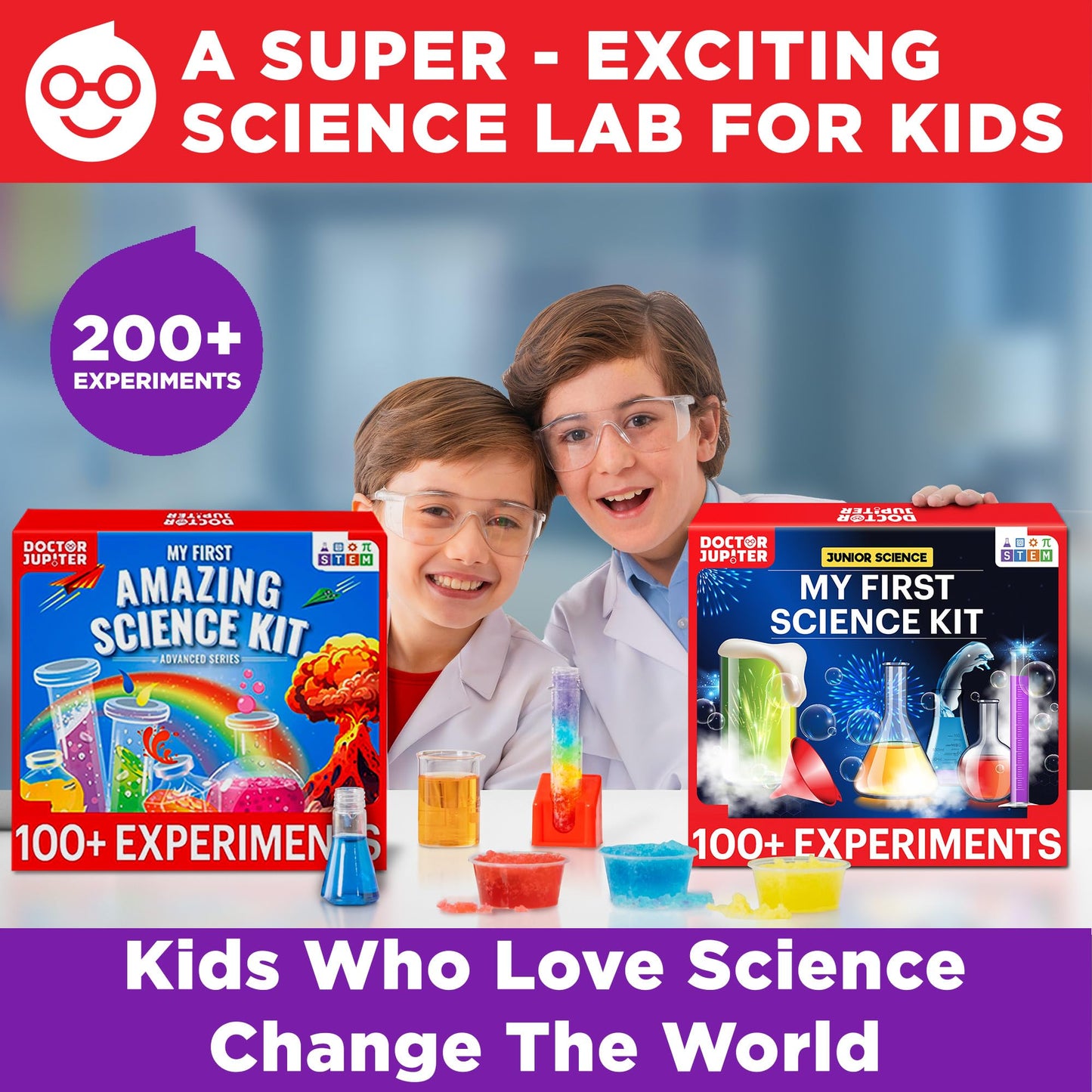 Doctor Jupiter My First Science Gift Set for Kids 4-8 | 2-in-1 STEM Kit with 100+ Experiments