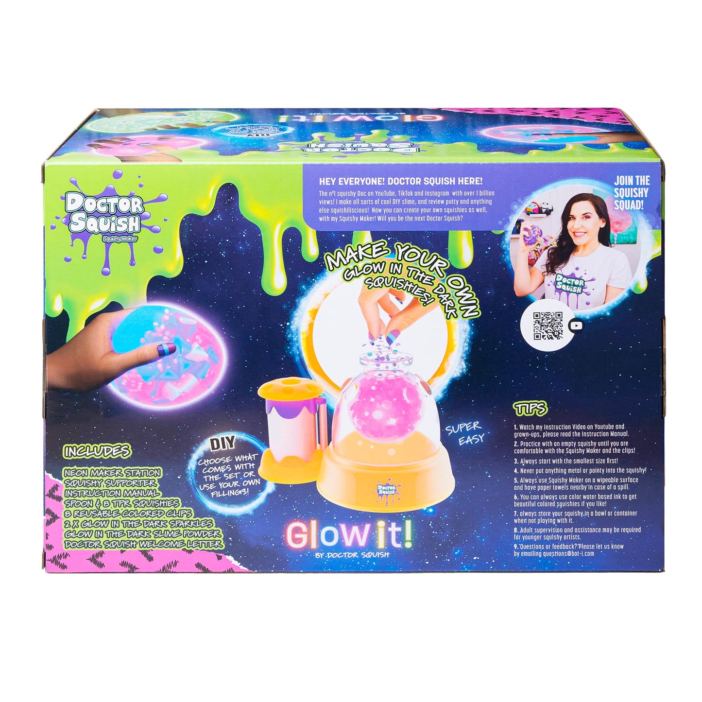 Doctor Squish Neon Squishy Maker Station | Glow In The Dark DIY Kit (Ages 8+)