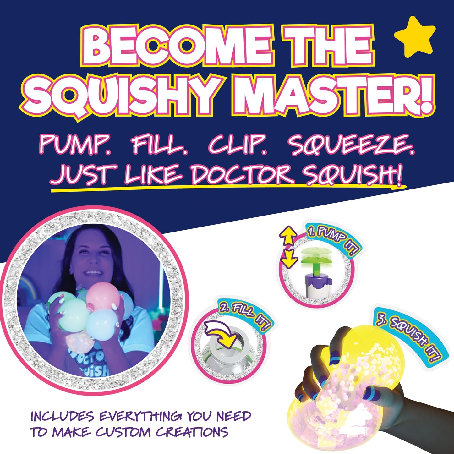 Doctor Squish Neon Squishy Maker Station | Glow In The Dark DIY Kit (Ages 8+)