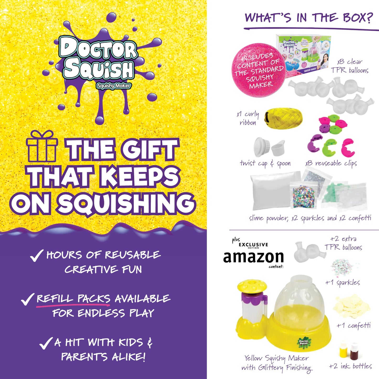 Doctor Squish: Squishy Maker with Glitter Station, Confetti, Ink – Ages 8+ | Amazon Exclusive