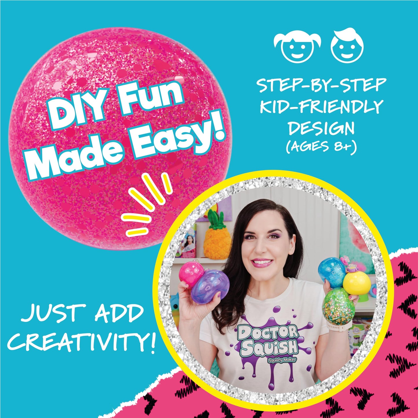 Doctor Squish Squishy Maker Station | DIY Squishies Kit with Sparkles & Slime Powder