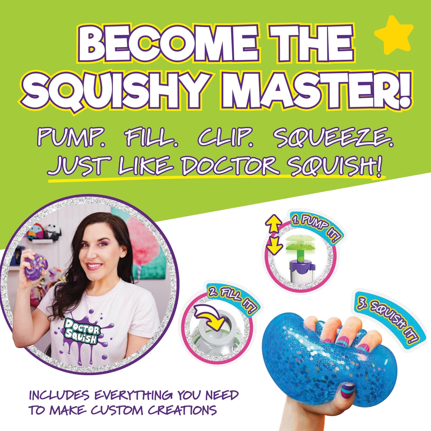 Doctor Squish Squishy Maker Station | DIY Squishies Kit with Sparkles & Slime Powder