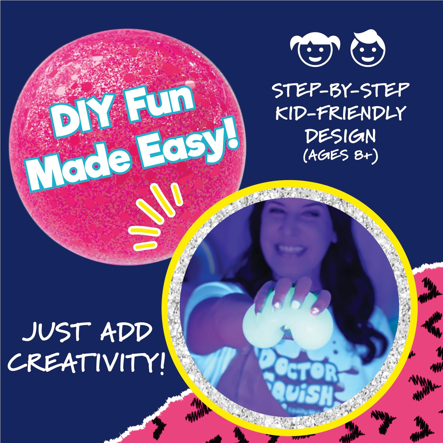 Doctor Squish Neon Squishy Maker Station | Glow In The Dark DIY Kit (Ages 8+)