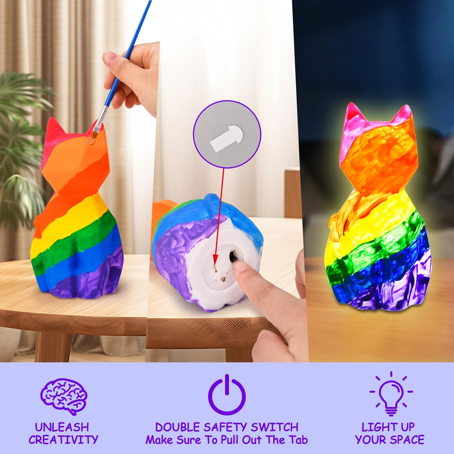 Docwouugo Cat Lamp Craft Kit for Kids 8-12 | Easter Basket Gift