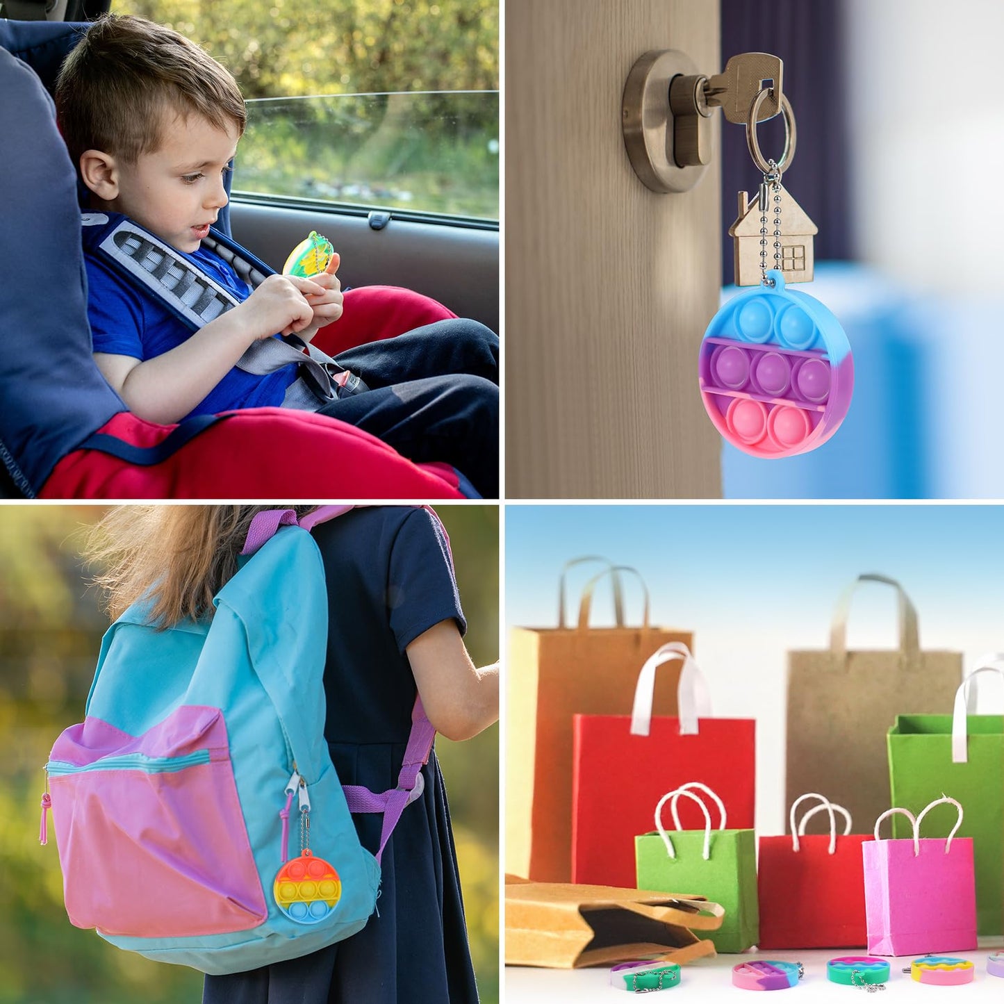 DODOLOL 30-Pack Kids Fidget Toys Bulk Party Favors | Mini Pop Fidget Keychains
