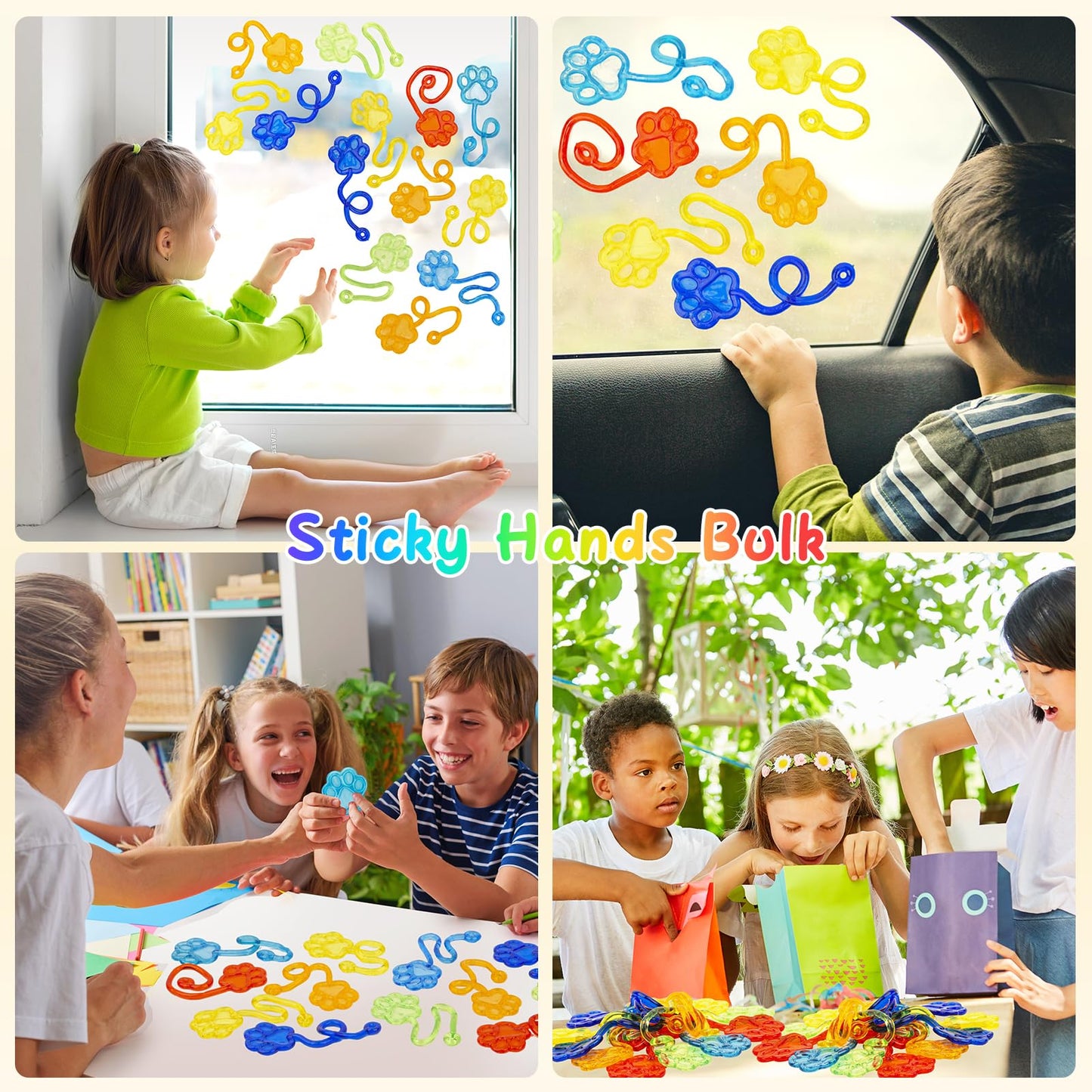 DODOLOL 30 PCS Sticky Hands — Dog Paw Shape Party Favors for Kids