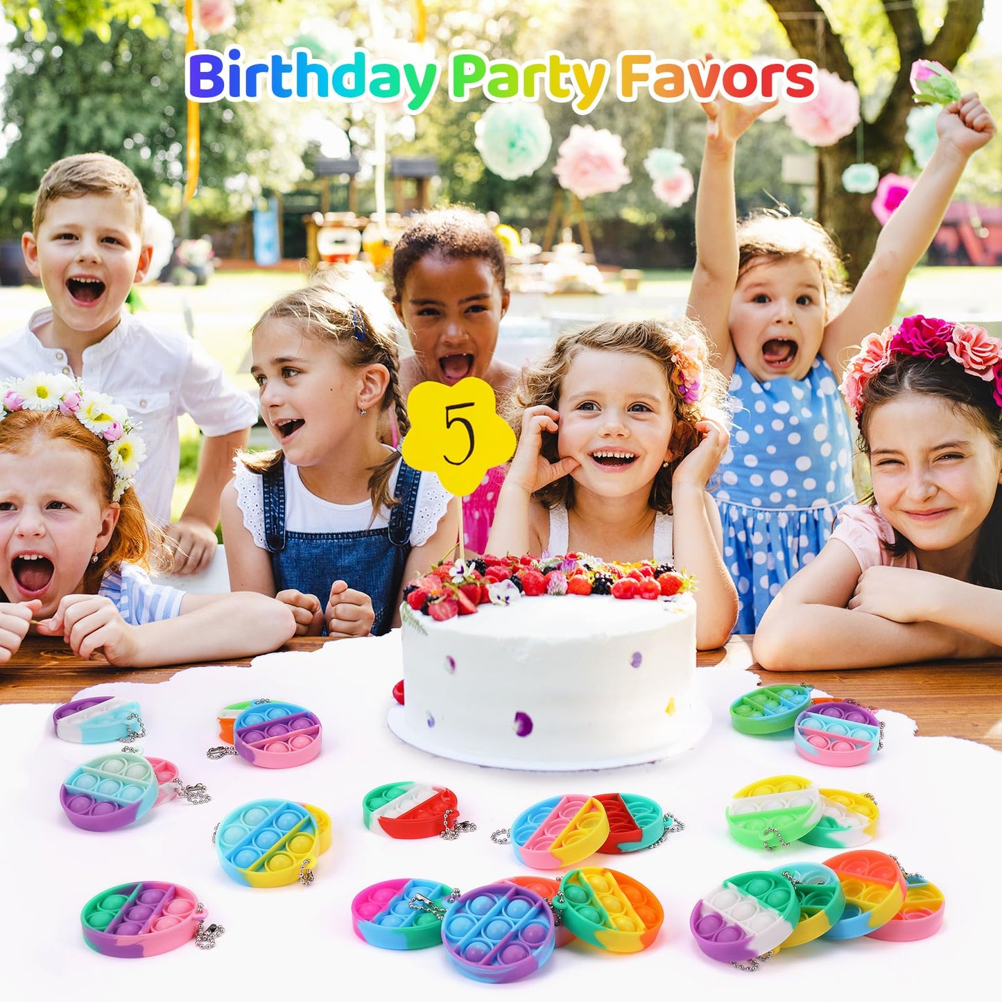 DODOLOL 30-Pack Kids Fidget Toys Bulk Party Favors | Mini Pop Fidget Keychains