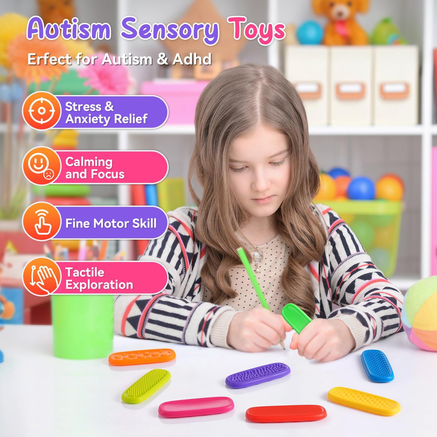 Dododol Sensory Fidget Strips – 8 Pack for Autism, ADHD & Anxiety Relief