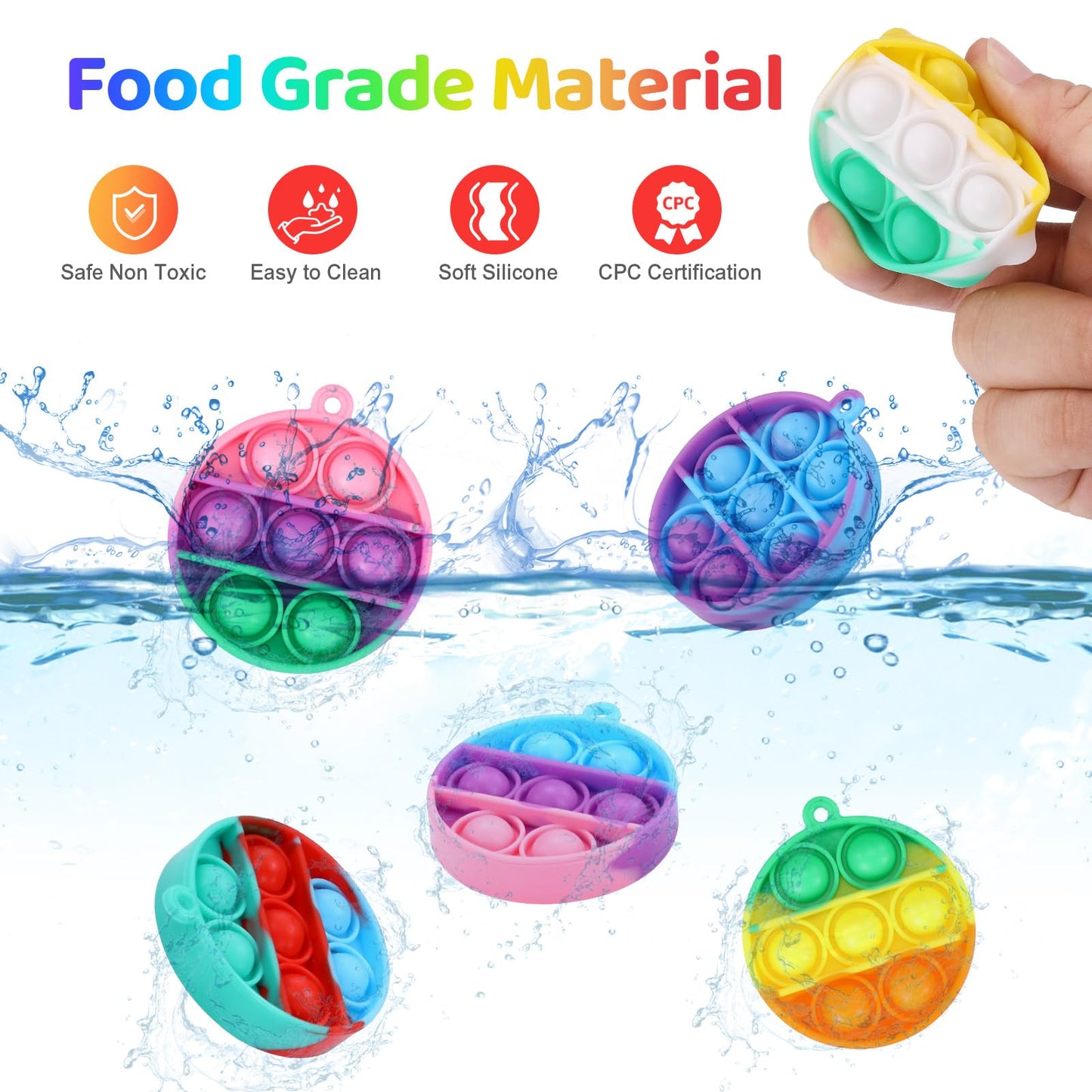 DODOLOL 30-Pack Kids Fidget Toys Bulk Party Favors | Mini Pop Fidget Keychains
