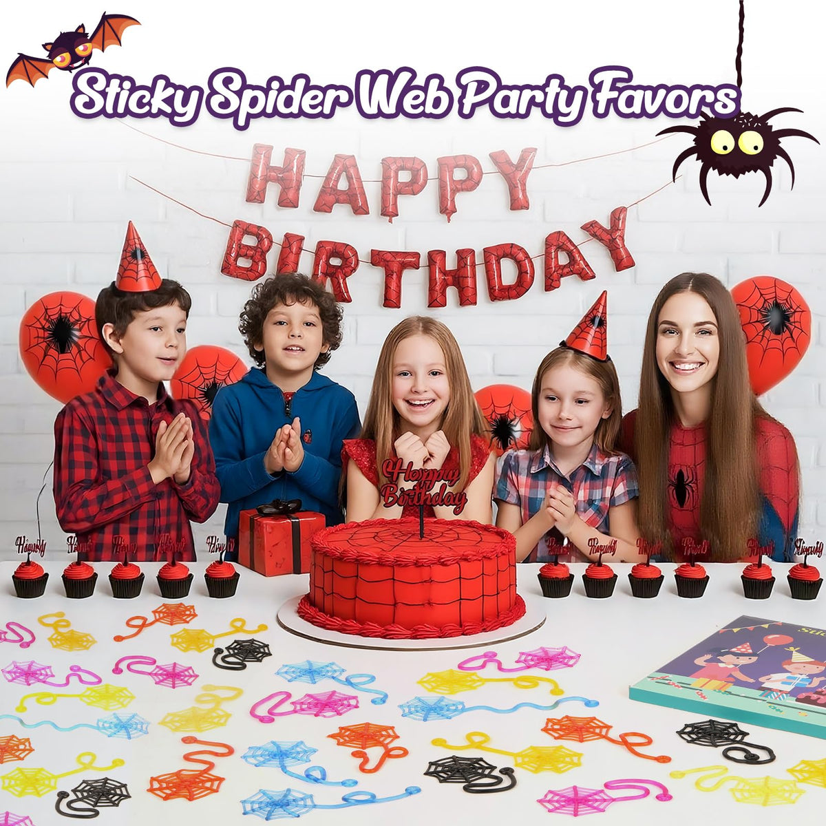 DODOLOL 30 Pcs Sticky Hands Spider Web – Party Favors, Halloween Decor & Bulk Kids Toys