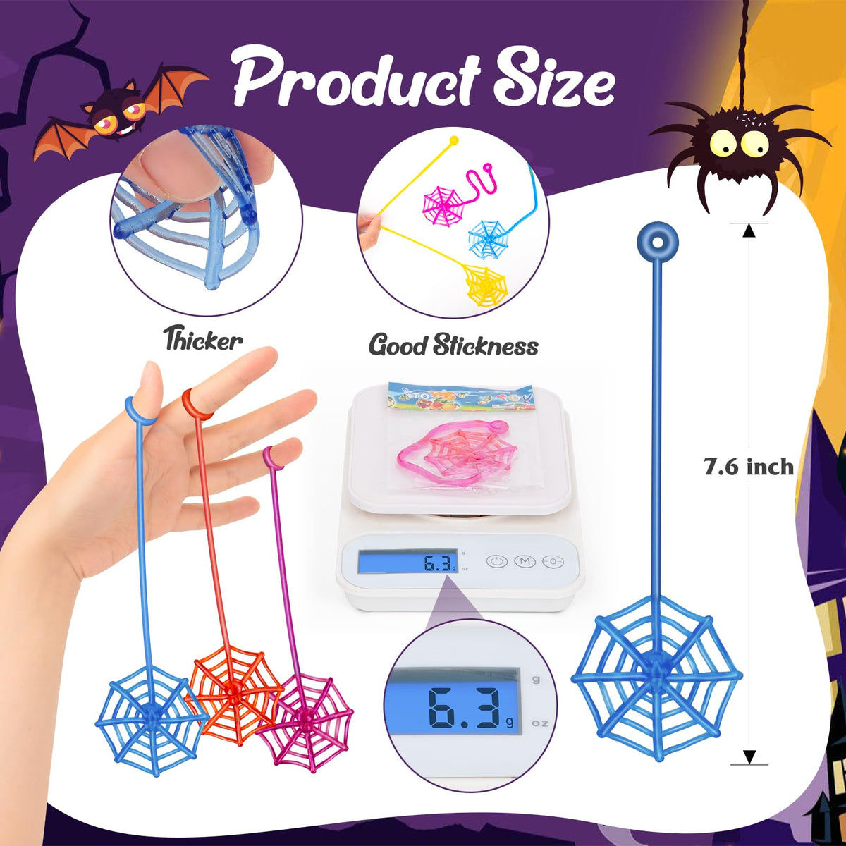 DODOLOL 30 Pcs Sticky Hands Spider Web – Party Favors, Halloween Decor & Bulk Kids Toys