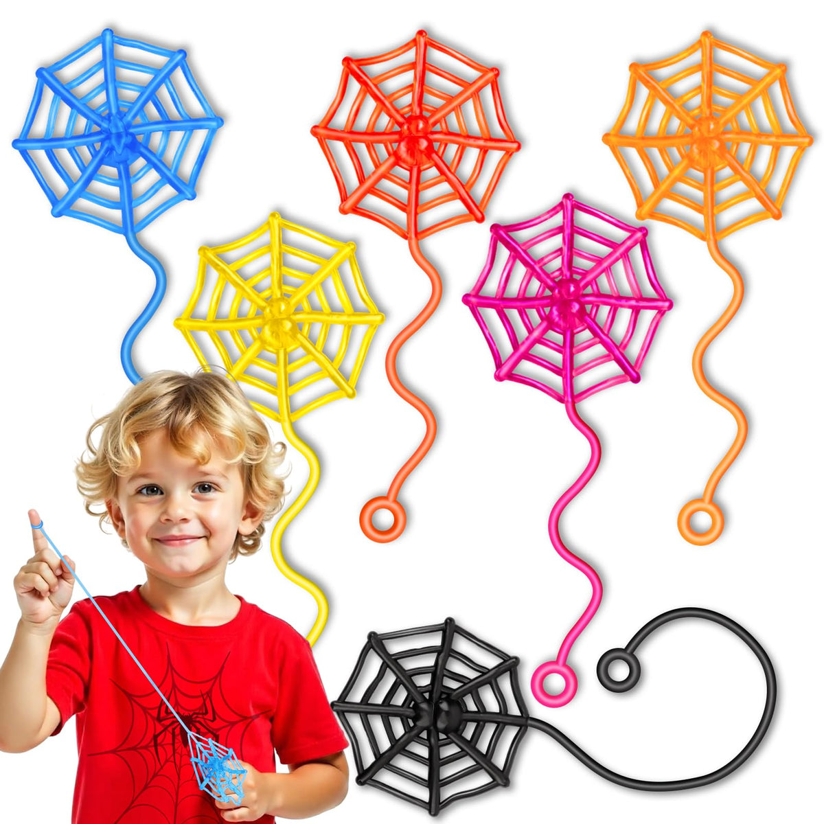 DODOLOL 30 Pcs Sticky Hands Spider Web – Party Favors, Halloween Decor & Bulk Kids Toys