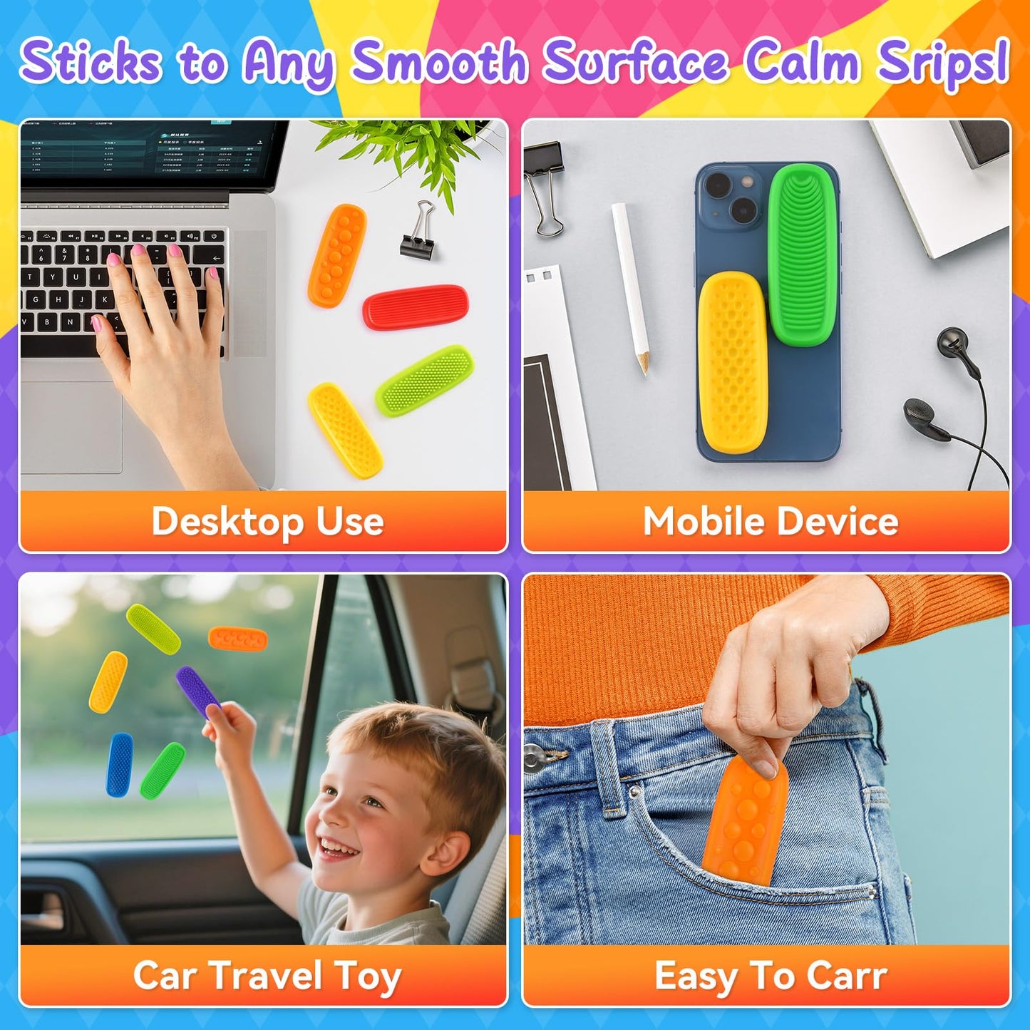 Dododol Sensory Fidget Strips – 8 Pack for Autism, ADHD & Anxiety Relief