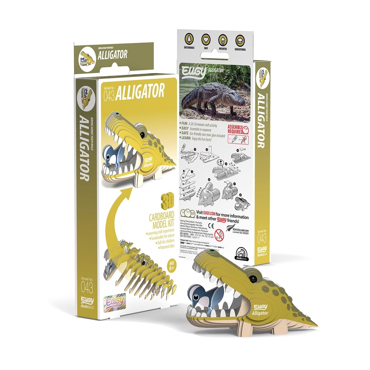Dodoland Eugy Alligator 3D Puzzle – 22-Piece Eco-Friendly Educational Toy for Kids 6+