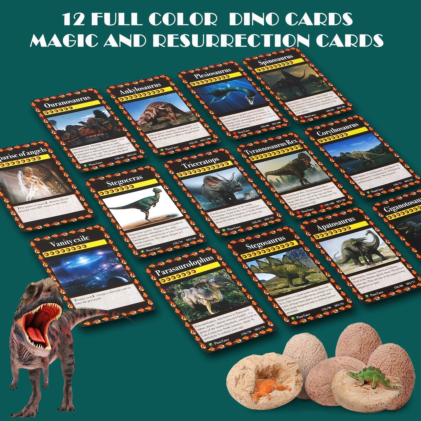 DoDoMagxanadu Dinosaur Eggs Dig Kit – 12 Dino Eggs Excavation Toy for Kids 3–12