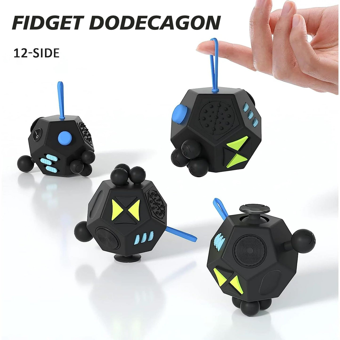 DoDoMagxanadu Fidget Dodecagon – 12-Side Stress Relief Cube (A5 Black)