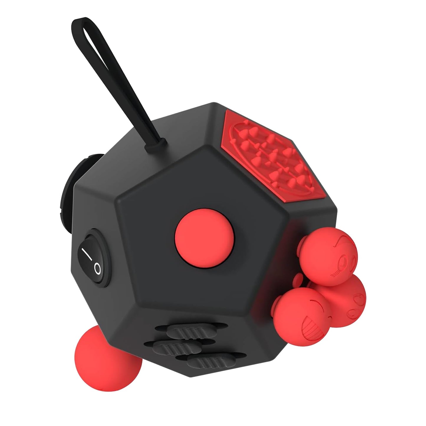 DoDoMagxanadu Fidget Dodecagon – 12-Sided Sensory Cube (A4 Black/Red) for Focus