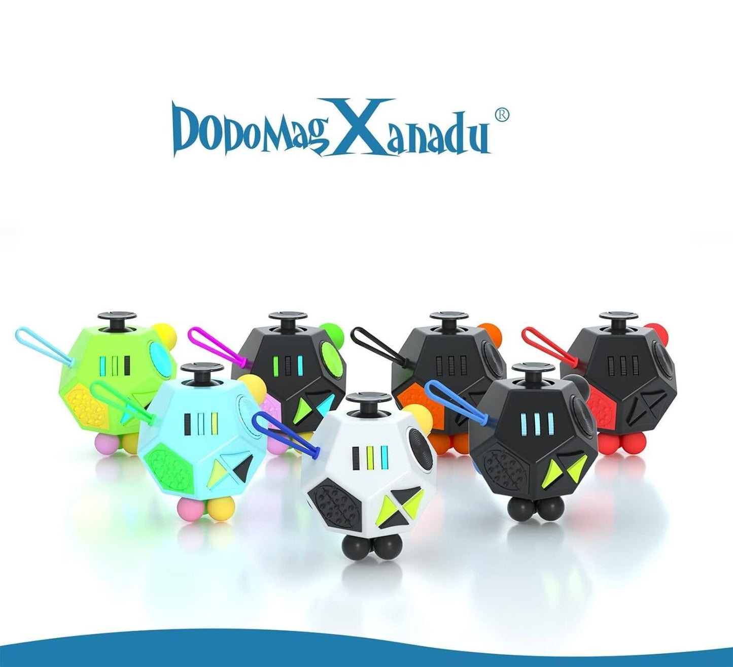 DoDoMagxanadu Fidget Dodecagon – 12-Side Stress-Relief Cube (A2 White) | Portable Focus Toy