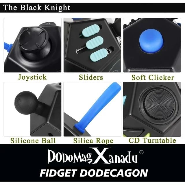 DoDoMagxanadu Fidget Dodecagon – 12-Side Stress Relief Cube (A5 Black)