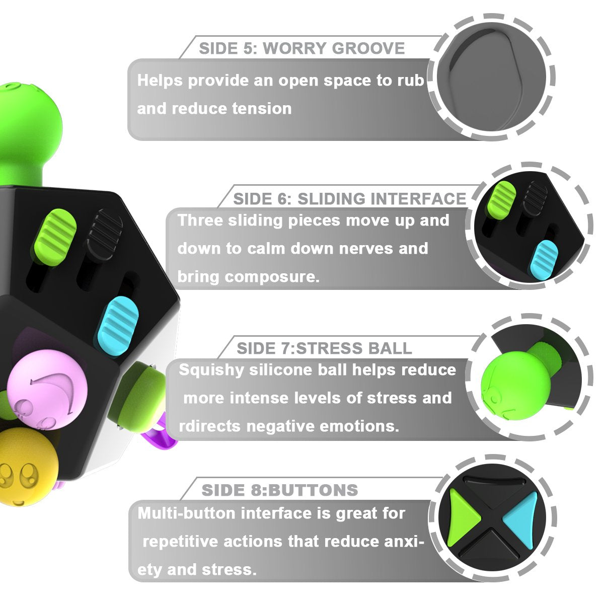 DoDoMagxanadu Fidget Dodecagon – 12-Side Fidget Cube for Focus, Travel, and Relaxed Play