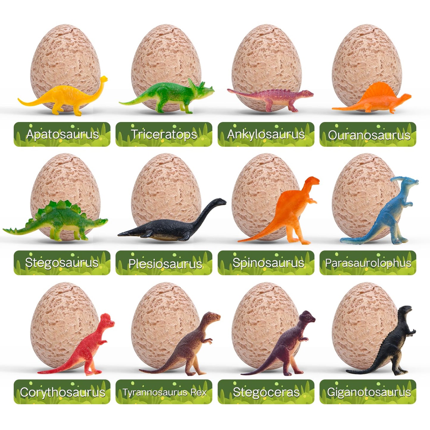 DoDoMagxanadu Dinosaur Eggs Dig Kit – 12 Dino Eggs Excavation Toy for Kids 3–12