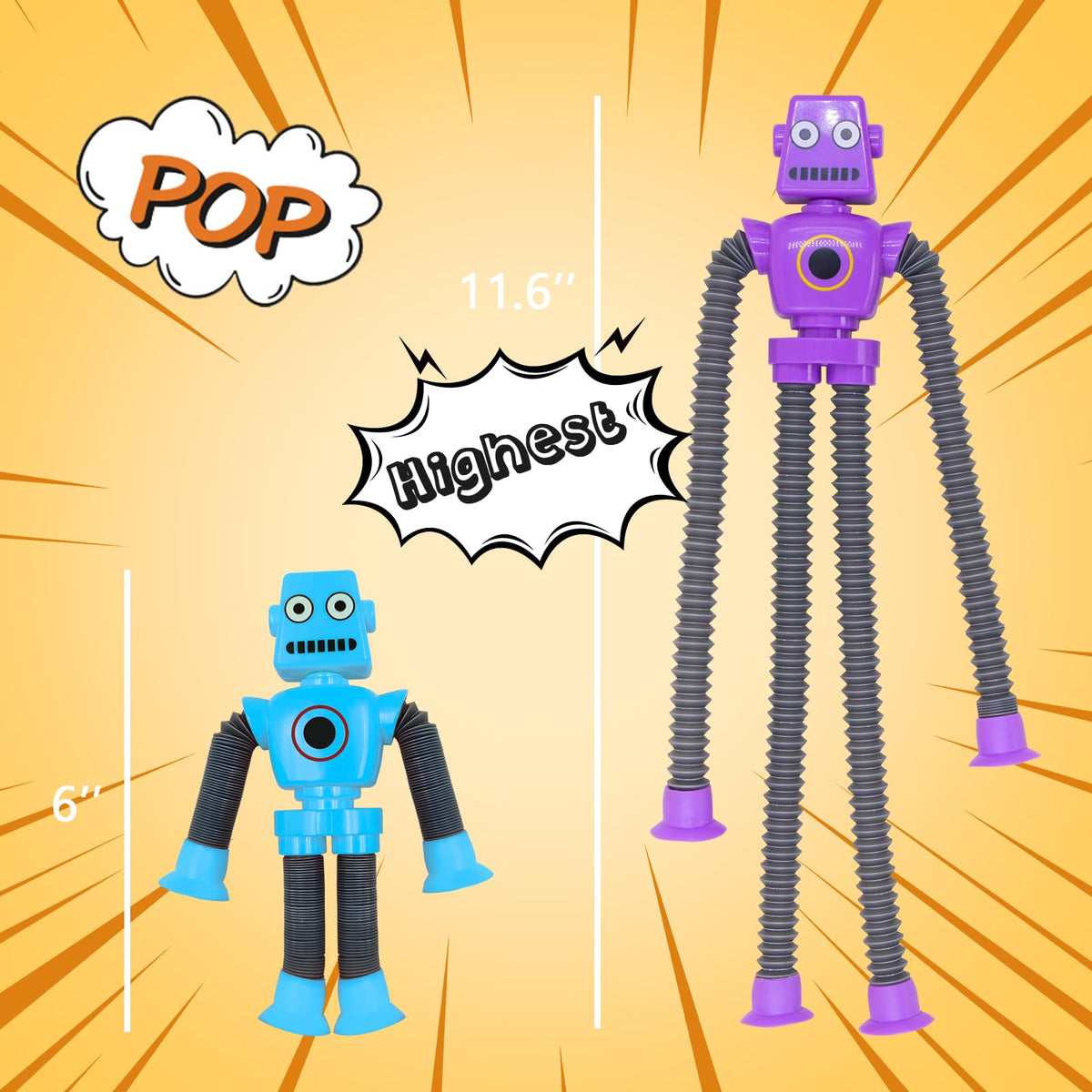 DoDoMagxanadu Pop Tubes Robot Fidget Toys — 2Pack Telescopic Pop Tube Stress Relief for Kids & Teens