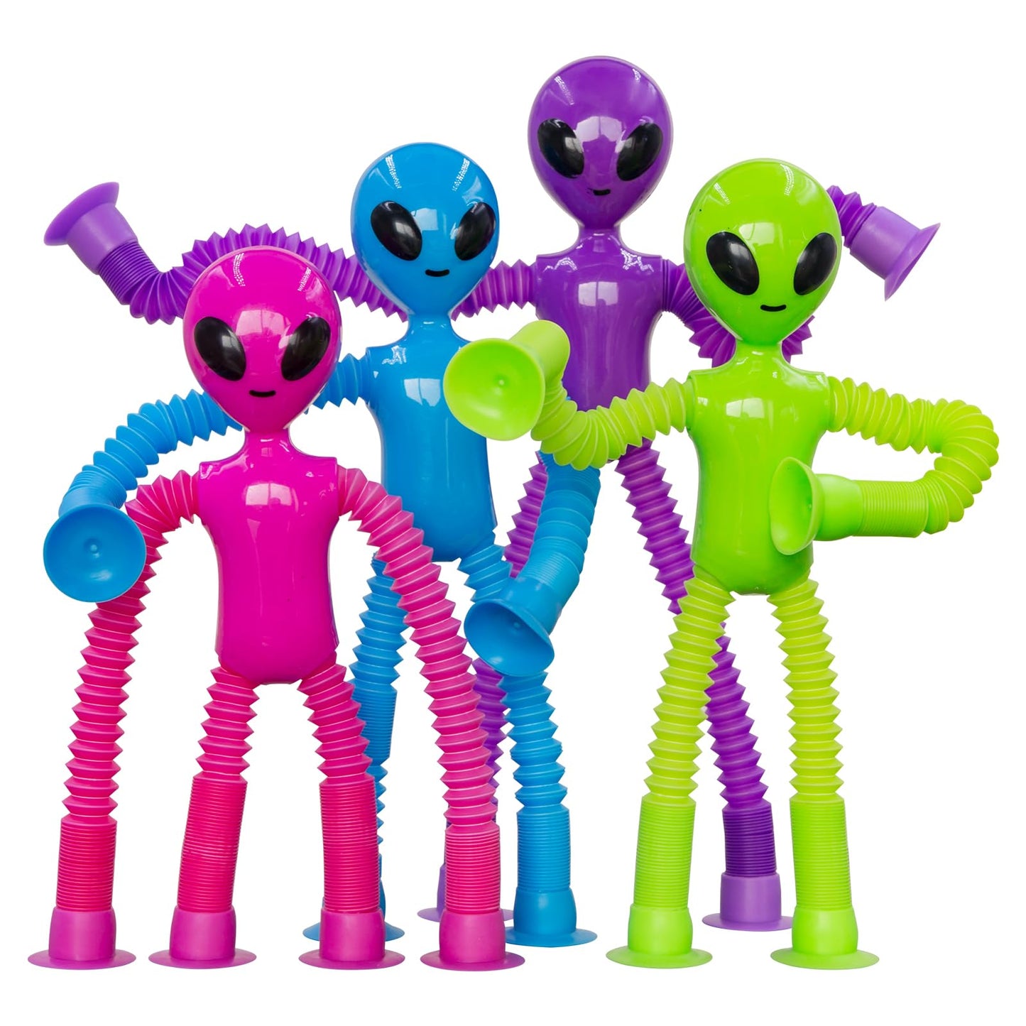 DoDoMagxanadu Pop Tubes Alien – 4 Pack Fidget Toys for Kids | Telescopic Suction Cup