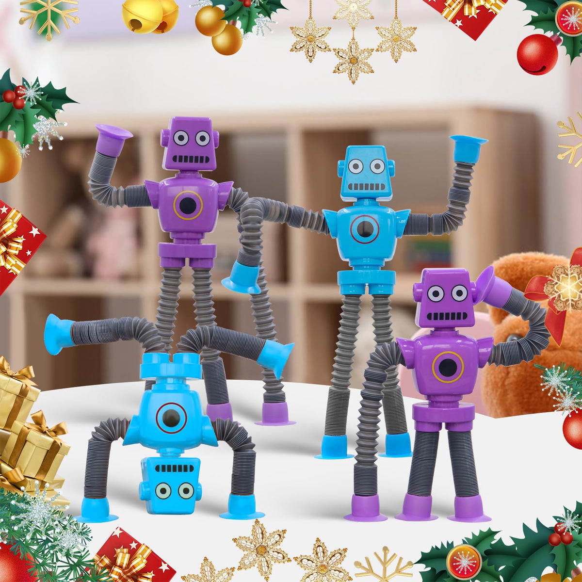 DoDoMagxanadu Pop Tubes Robot Fidget Toys — 2Pack Telescopic Pop Tube Stress Relief for Kids & Teens