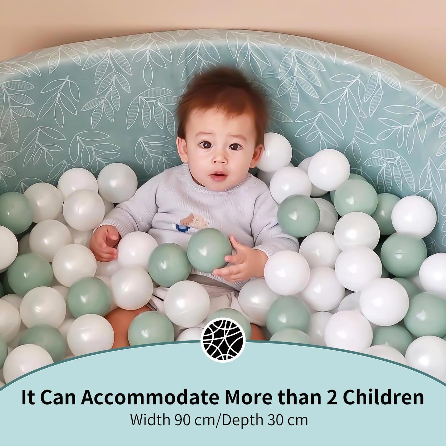 Dodozen Foam Ball Pit – 35.4 x 11.8 in Round Play Pool Sage for Toddlers