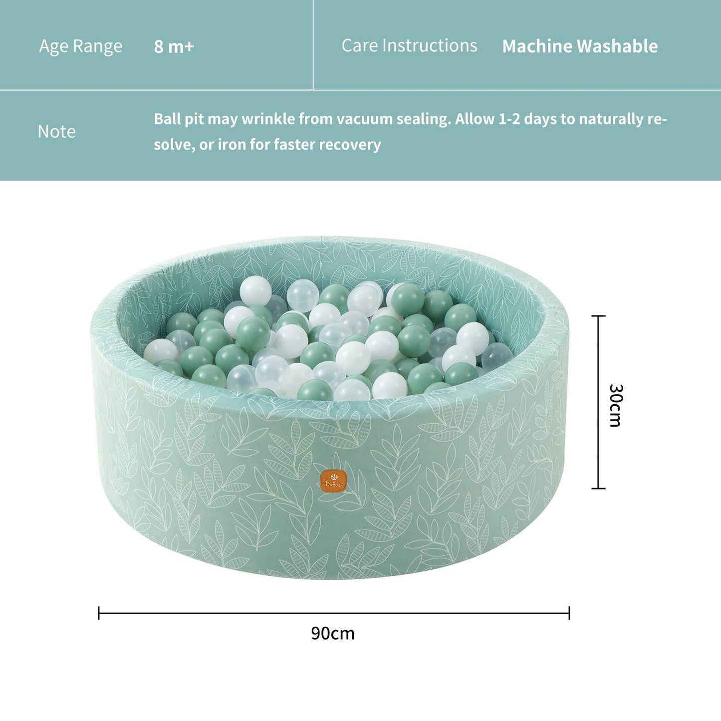 Dodozen Foam Ball Pit – 35.4 x 11.8 in Round Play Pool Sage for Toddlers