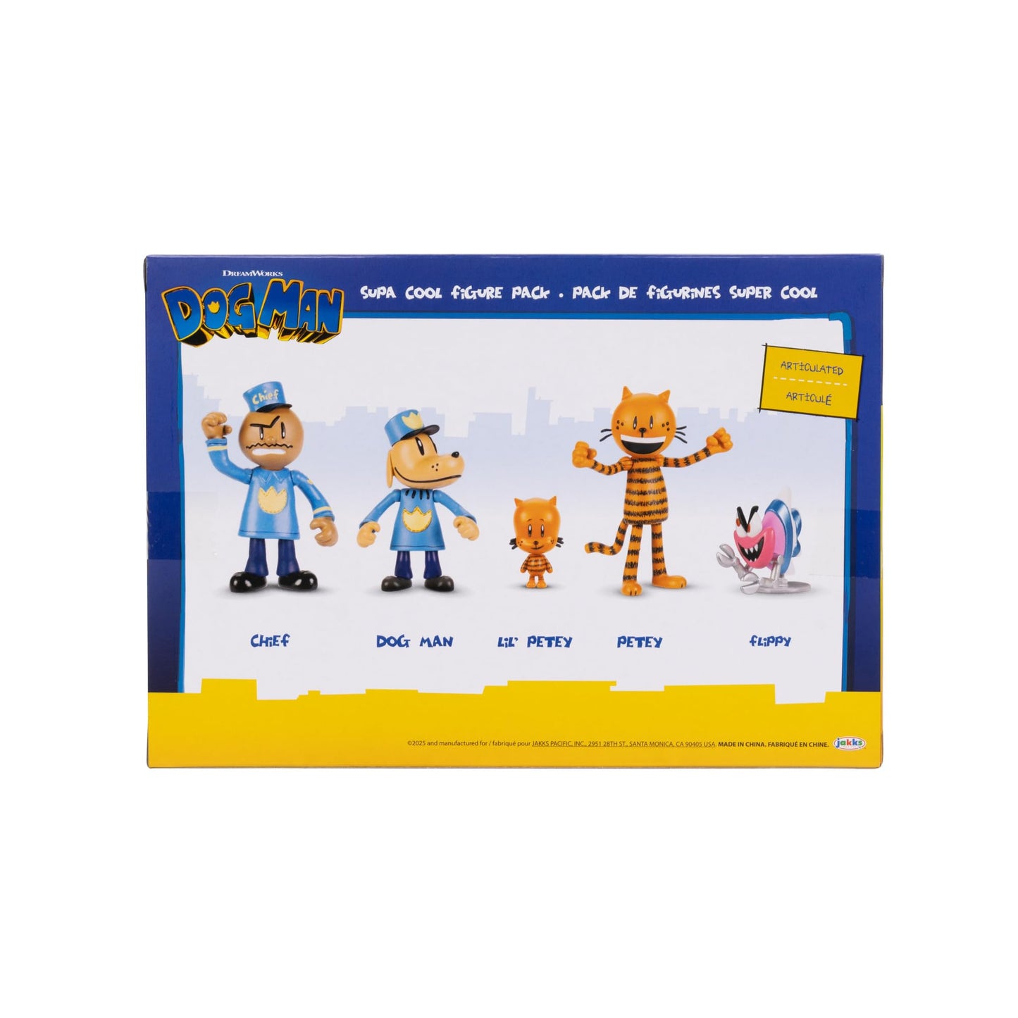 Dog Man Movie Action Figures Multipack – 2.5-Inch Poseable Set (Lil Petey, Petey, Chief, Flippy)