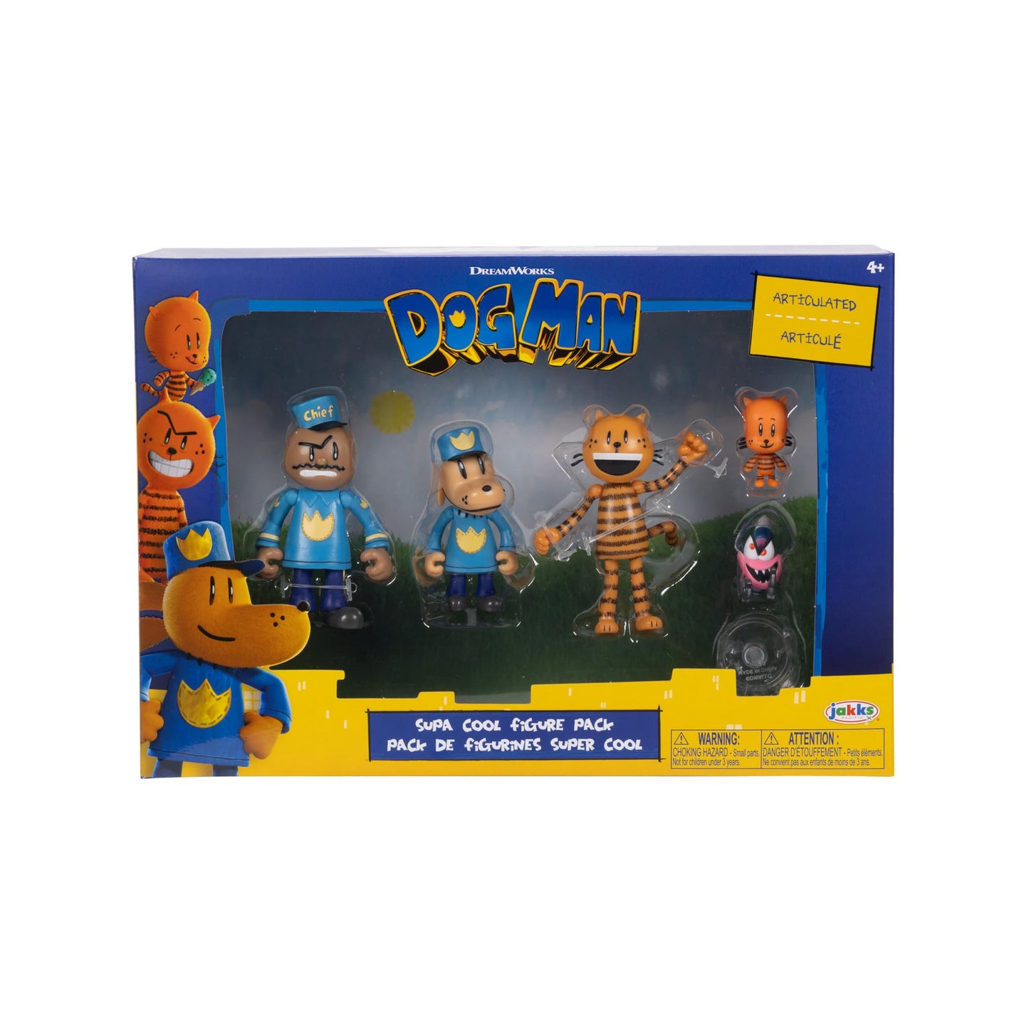 Dog Man Movie Action Figures Multipack – 2.5-Inch Poseable Set (Lil Petey, Petey, Chief, Flippy)