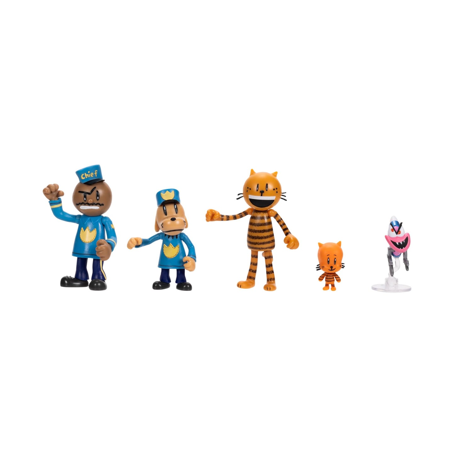 Dog Man Movie Action Figures Multipack – 2.5-Inch Poseable Set (Lil Petey, Petey, Chief, Flippy)